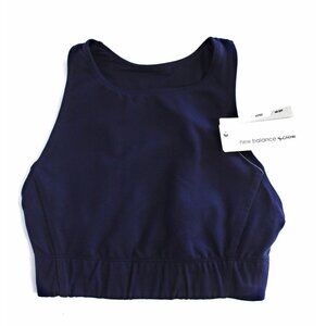 NEW BALANCE FOR J.CREW PERFORMANCE CROP TOP WORKOUT SNUG NAVY XS NWT $65